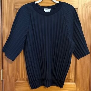 NWT 2017 DKNY Pinstripe Pleated Top Color Navy Size Small